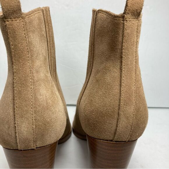 Marc Fisher Maree Suede Booties 9 Tan Ankle Western Block Heel Boots - Picture 10 of 16